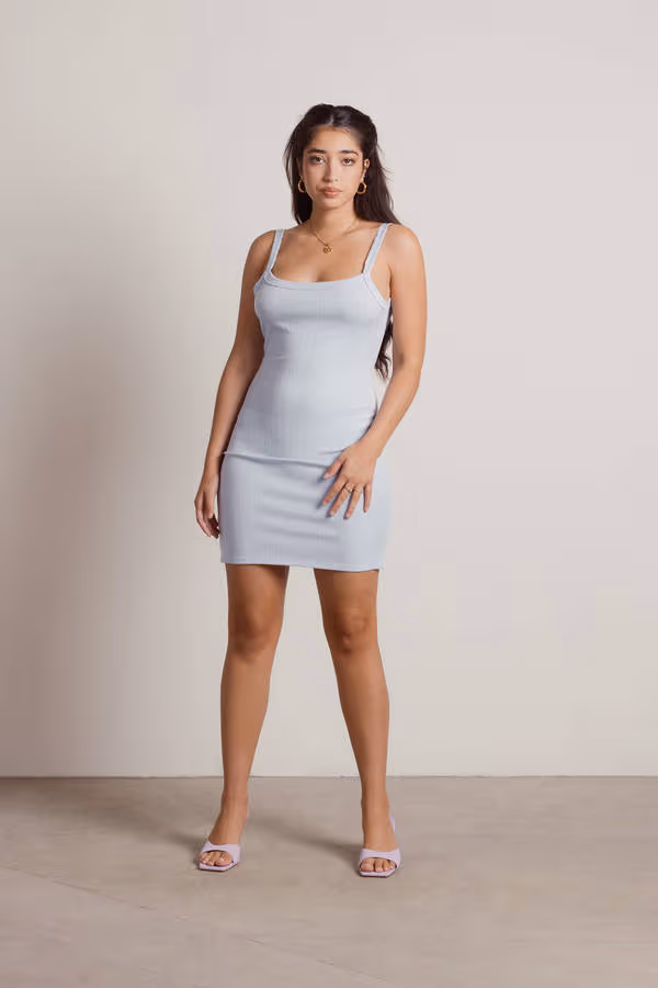 Leave It To Me Backless Bodycon Mini Dress - Light Blue