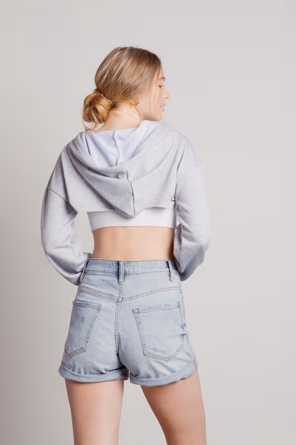 Lost And Found Cropped Hoodie - Beige