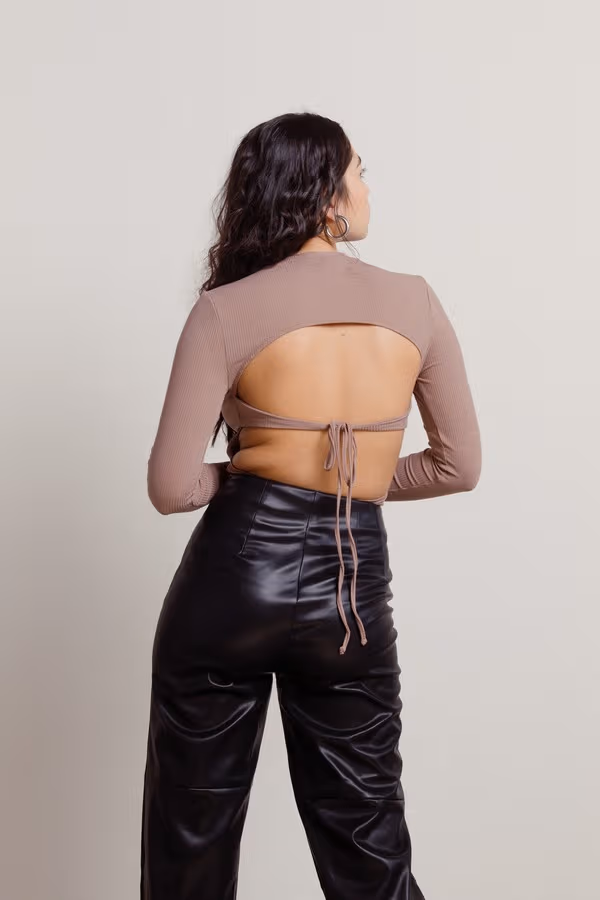 Gude Open Back Bodysuit - Brown