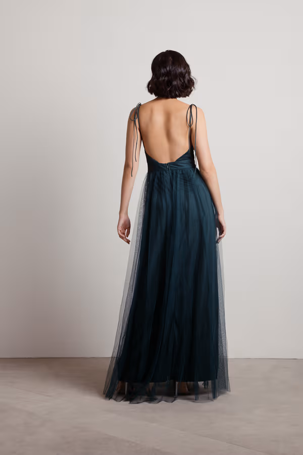 Slay The Night Deep V Double High Slit Maxi Dress - Black