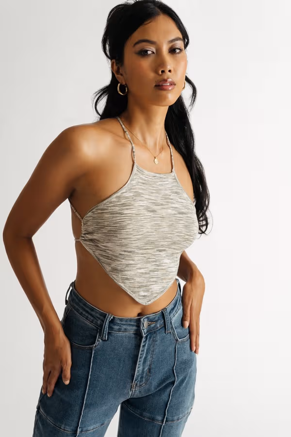 Sip My Tea Crop Top - Sand Multi