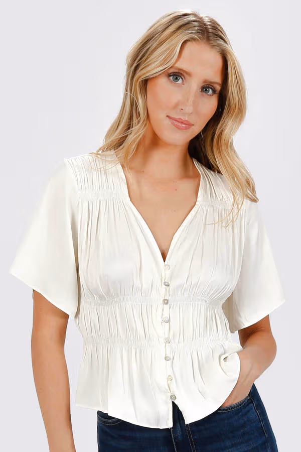 Nyra Satin Blouse - Cream