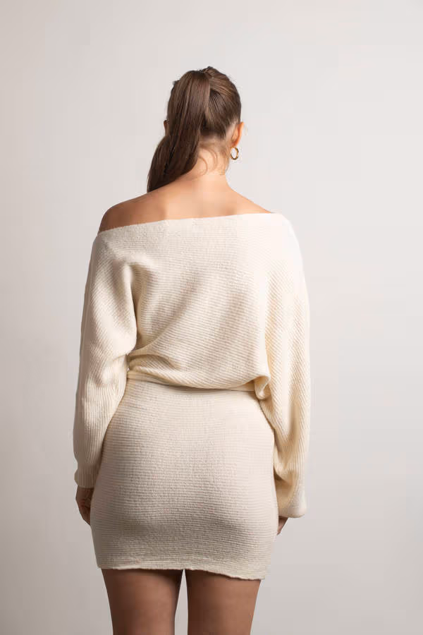 Arabelle Off The Shoulder Sweater Mini Dress - Chocolate