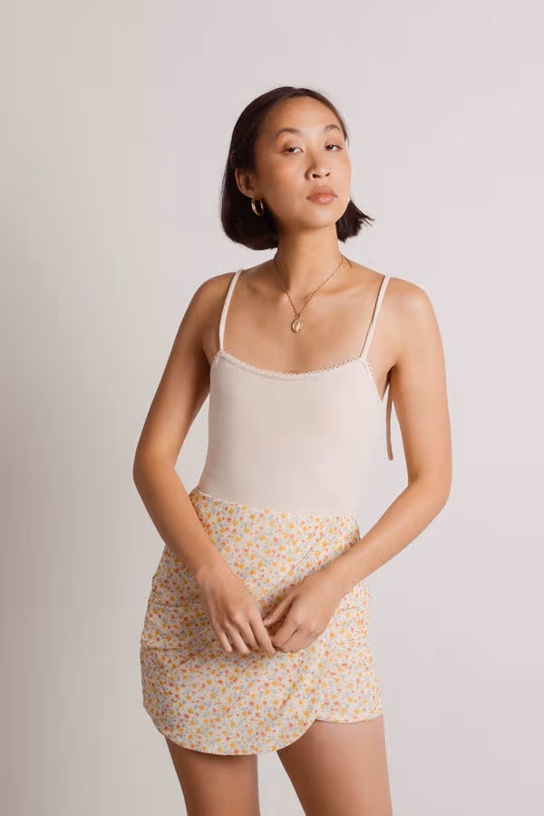 Evangeline Ribbed Bodysuit - Beige