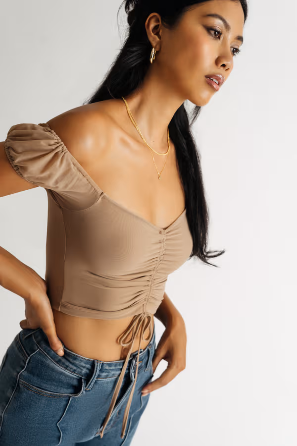 Know Me Mesh Crop Top - Nude