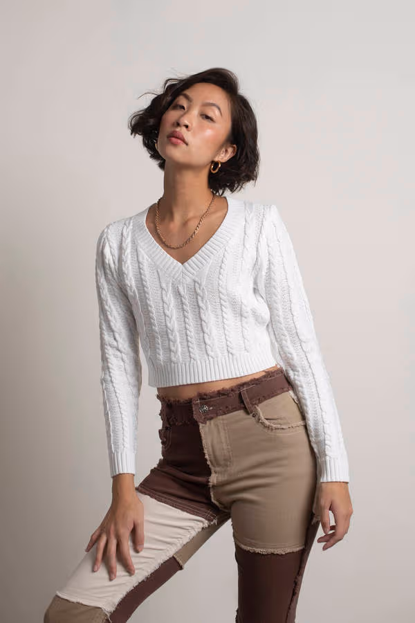 Jessenia Cable Knit Sweater - White