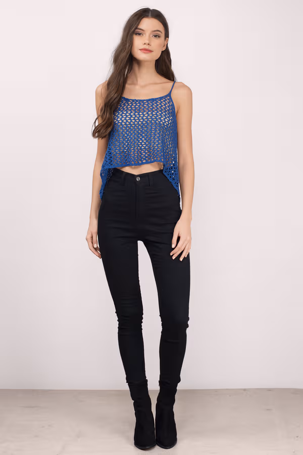 Don't Speak Crop Top - Cobalt