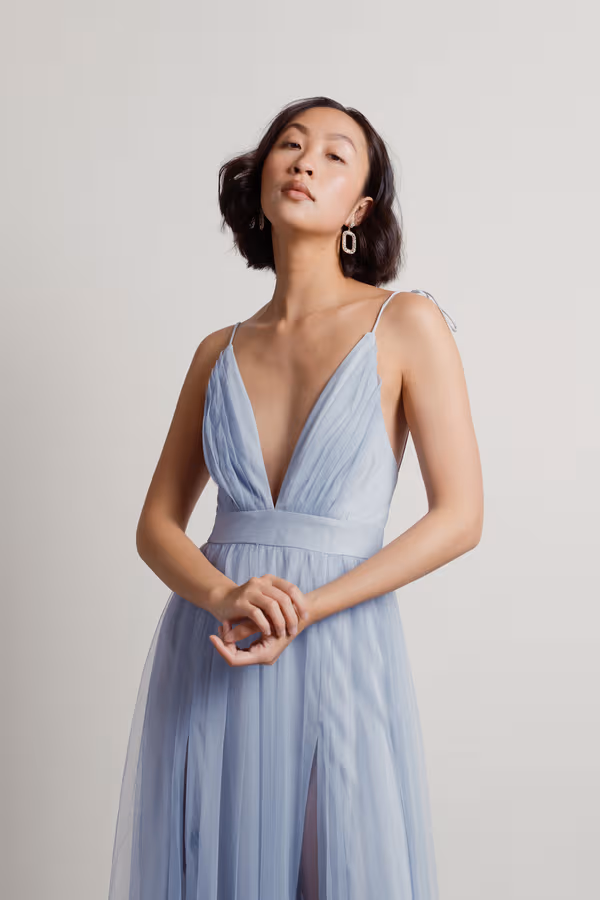 Slay The Night Deep V Double High Slit Maxi Dress - Black