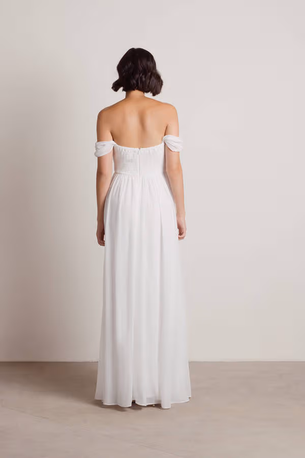 Adrienne Off The Shoulder Sweetheart Maxi Dress - Wine