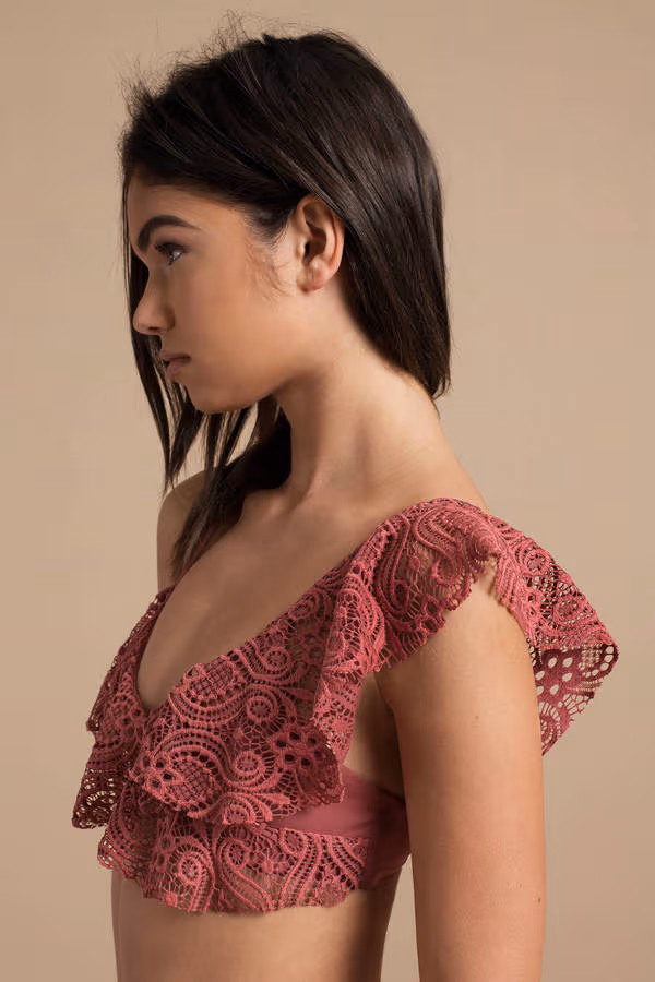 Blue Life Ariel Ruffle Bikini Top - Rose