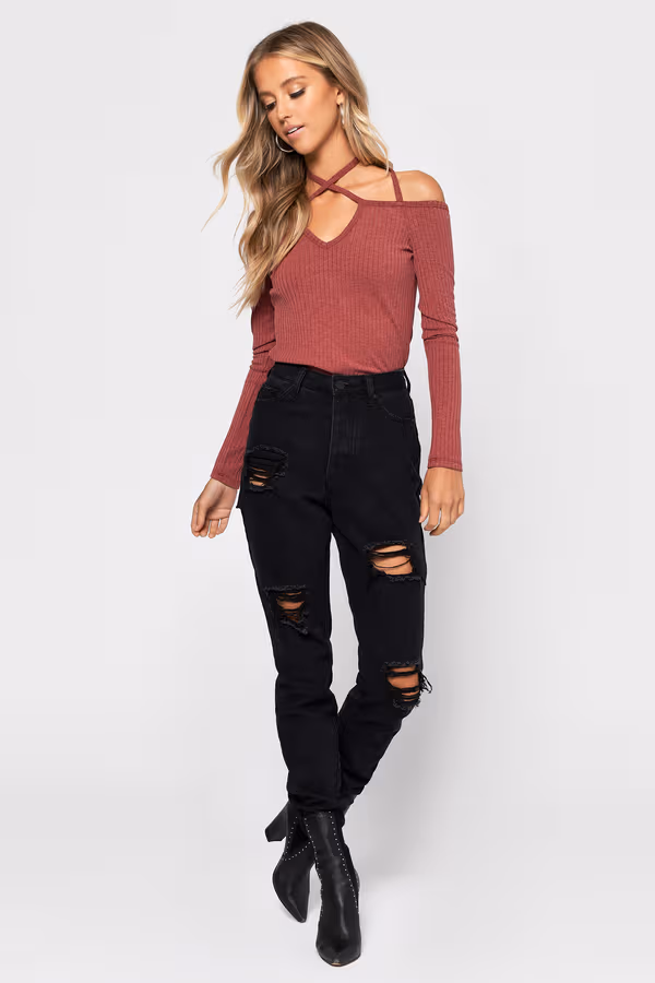 Cross My Mind Cross Halter Top - Wine