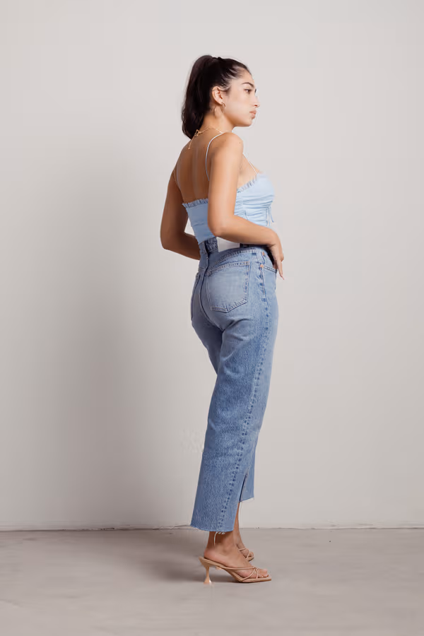 Rae Lace Up Bodysuit - Light Blue