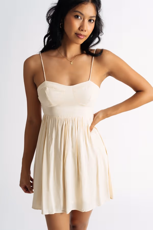 Small Talk Bustier Skater Mini Dress - Cream