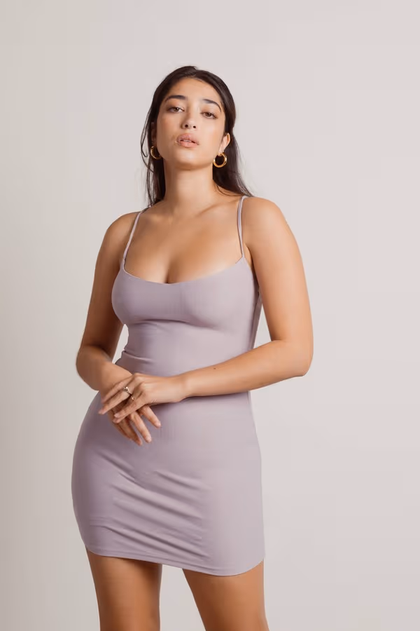 Running Late Cross Back Bodycon Mini Dress - Lilac