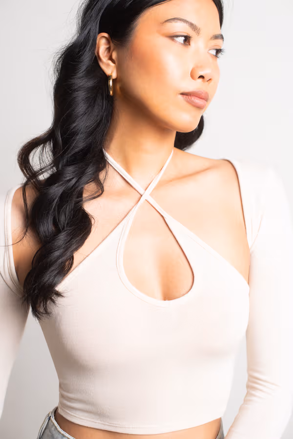 Elki Crop Top and Cardigan Set - Beige