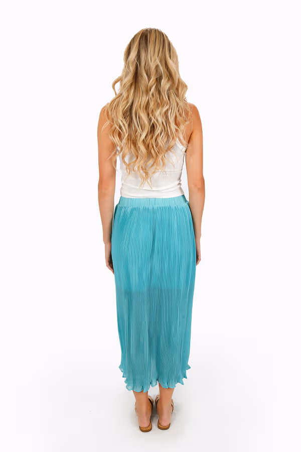 Pleat The Way Lettuce Hem Maxi Skirt - Coral