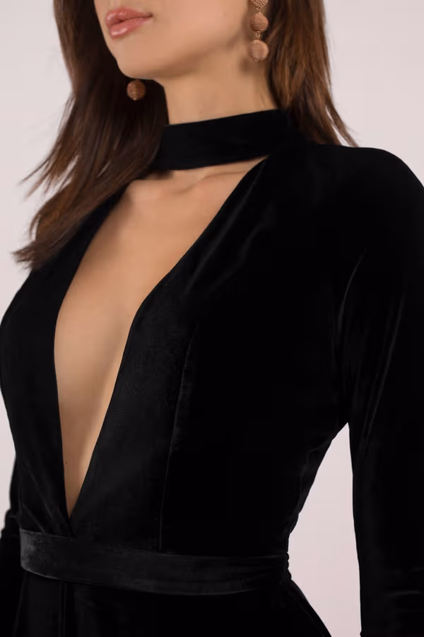 Ocean Views Choker Neck Romper - Black