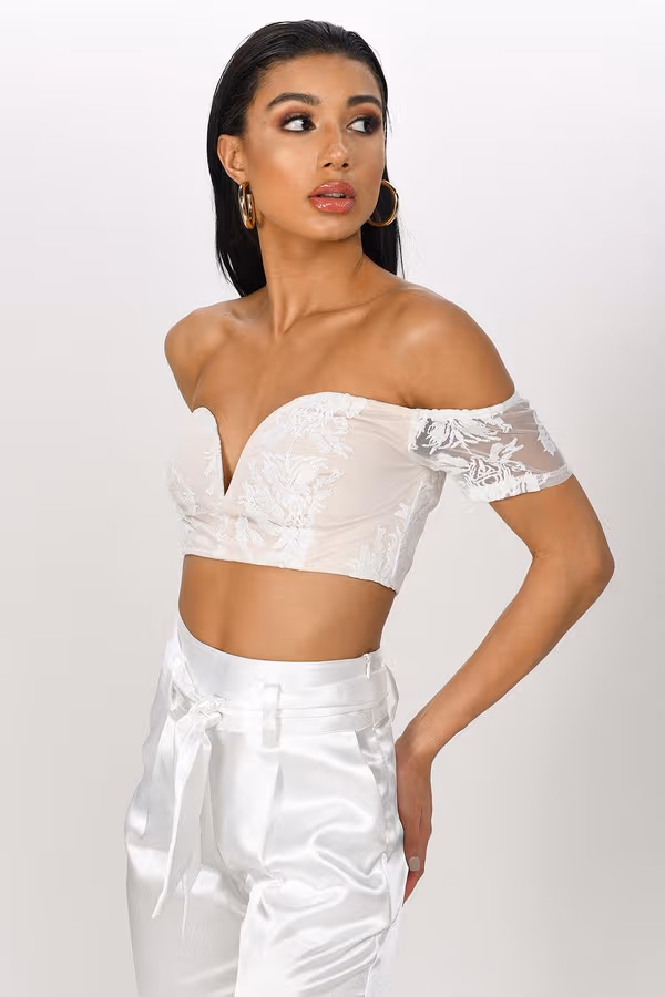 Something Borrowed Crop Top - White