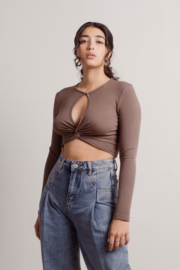 Switch It Up Crop Top - Brown