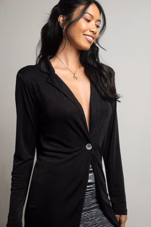 Need My Focus Black Thin Knit Blazer