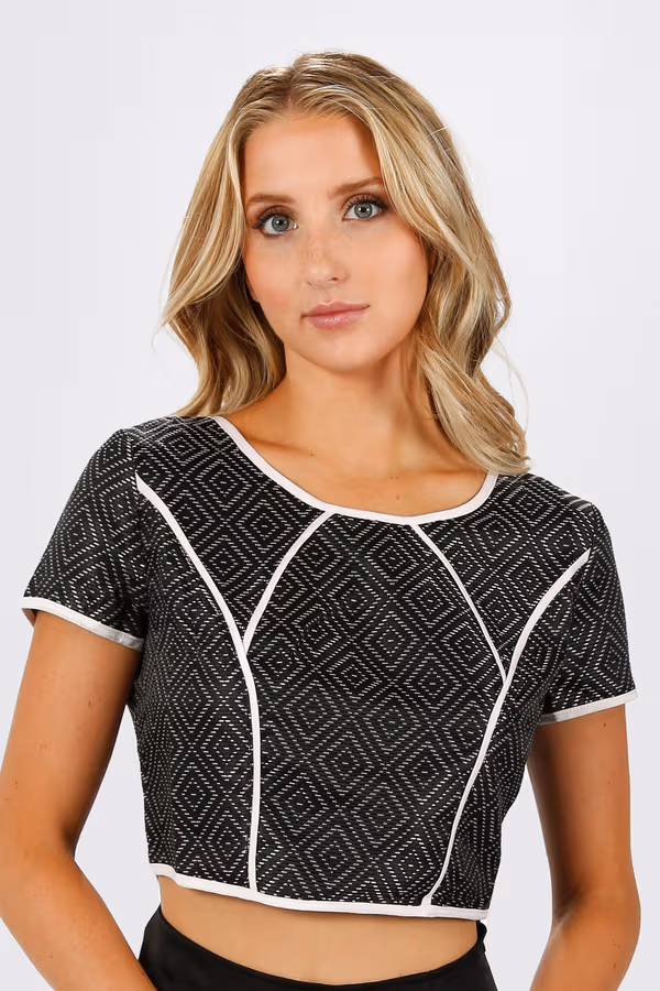 Don't Stop The Music Crop Top - Black & Blush