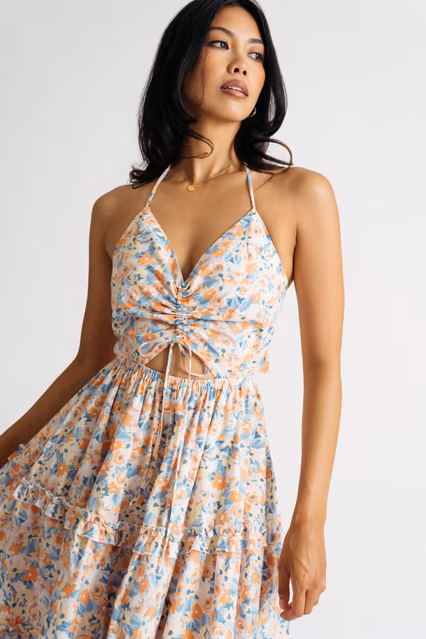 Christine Floral Skater Mini Dress - White Multi