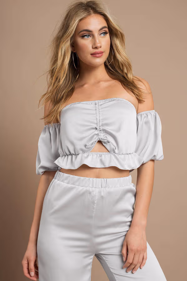 Oh My Love Fell For You Crop Top - Silver