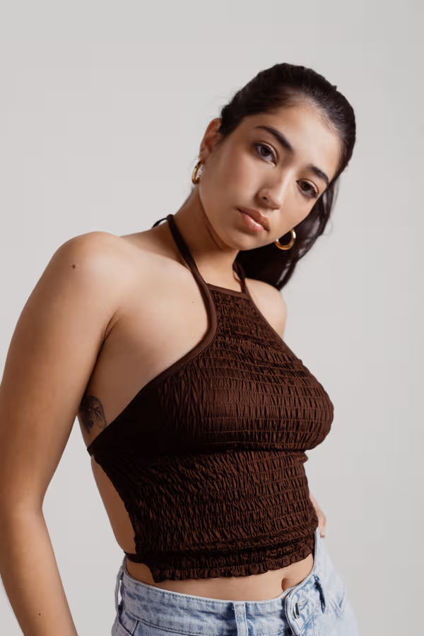 Expectations Crop Top - Brown