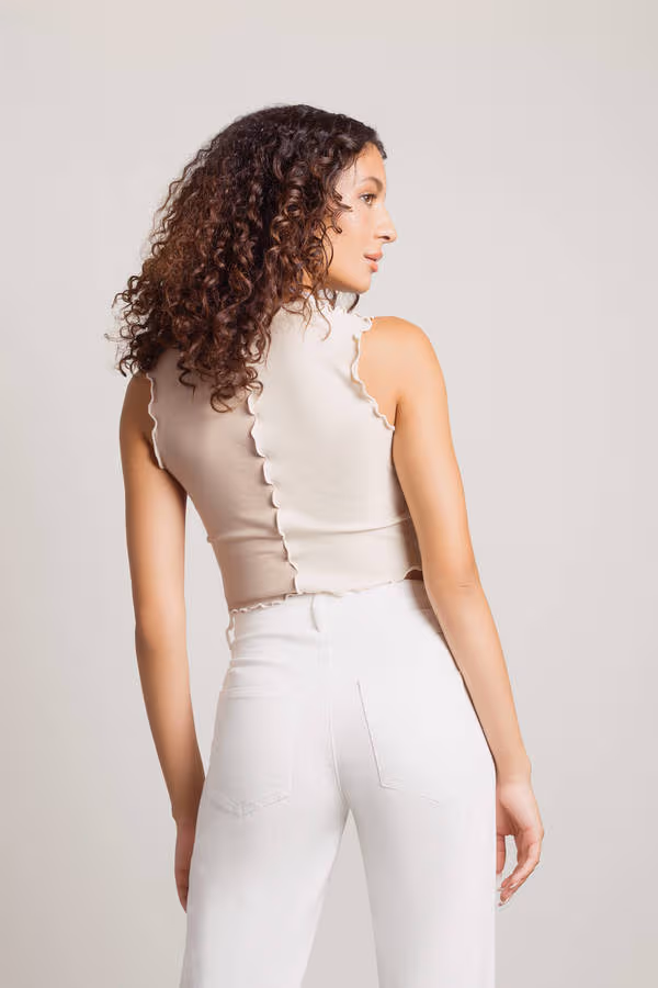 Like I Want You Crop Top - Ecru Beige