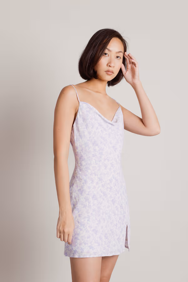 Sugarcane Floral Slip Mini Dress - Lavender