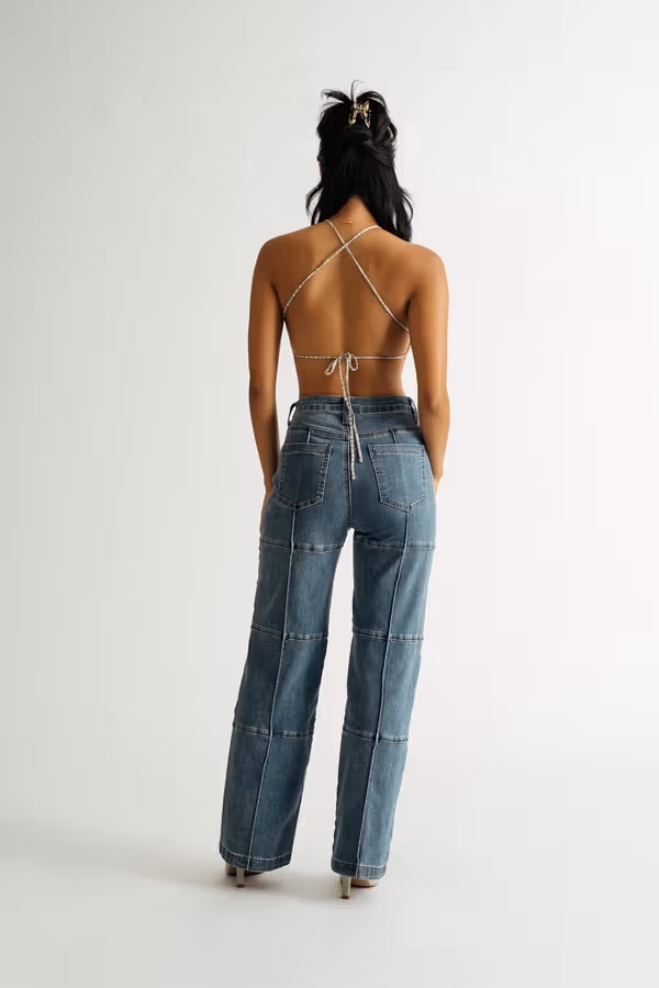 Sip My Tea Crop Top - Sand Multi