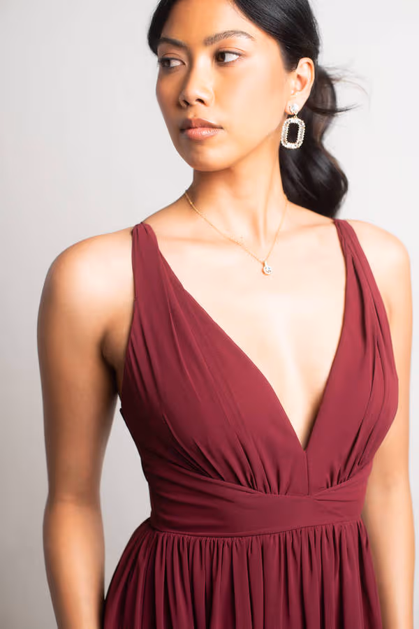 All I Ever Need Deep V High Slit Maxi Dress - Baby Blue