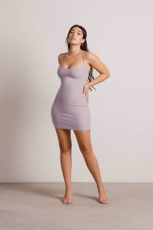Running Late Cross Back Bodycon Mini Dress - Lilac