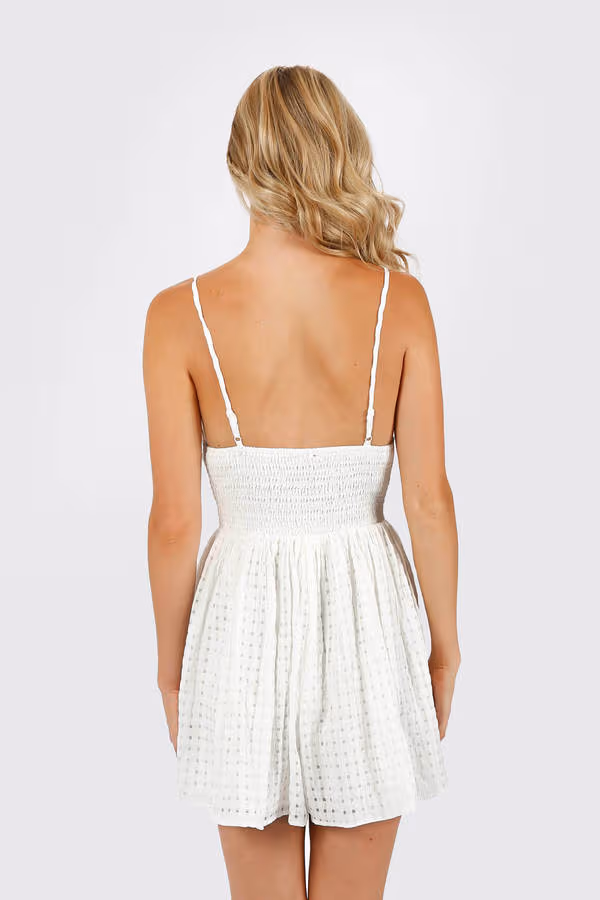 Freya Tie Front Romper - White