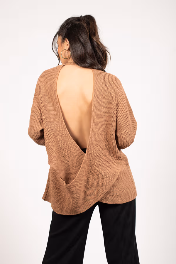 Safe Inside Open Back Sweater - Sienna
