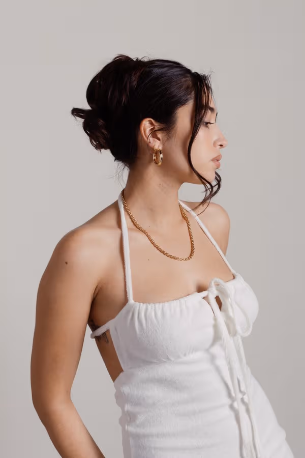 Summer Ready Ruched Bust Open Back Mini Dress - White