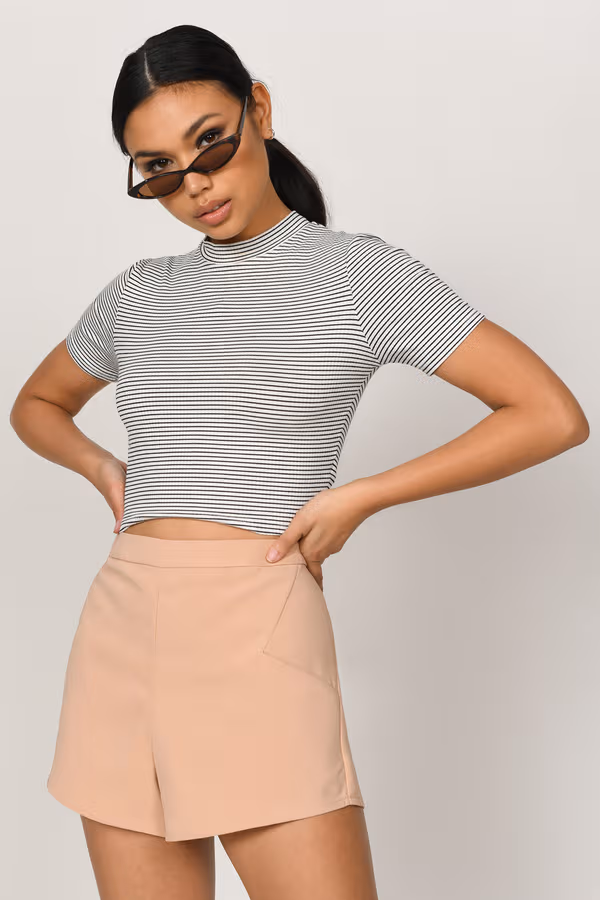 Tunnel Vision High Waist Shorts - Toast