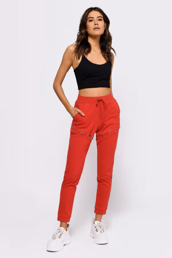 Ring Me Around Jogger Pants - Red