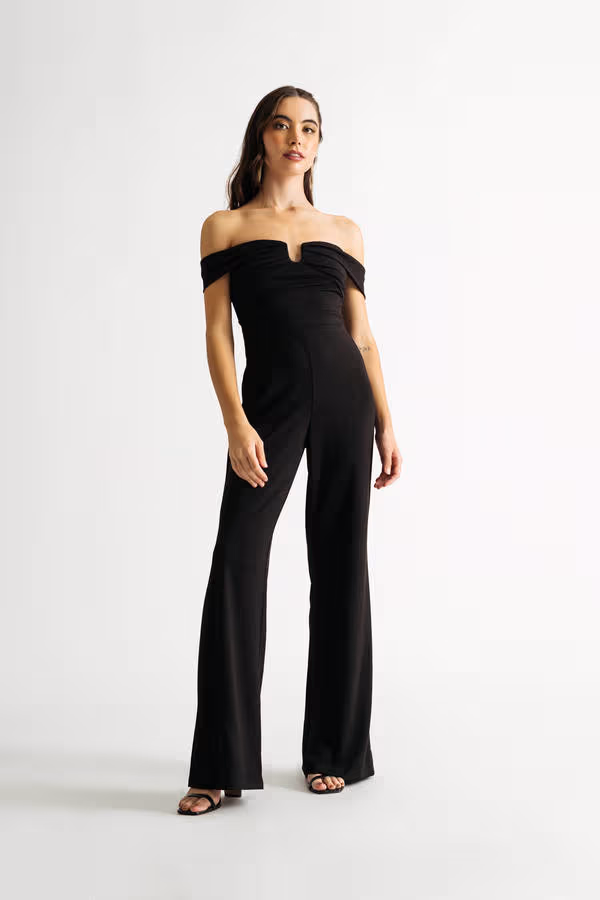 One Night Only Off The Shoulder Jumpsuit - Black
