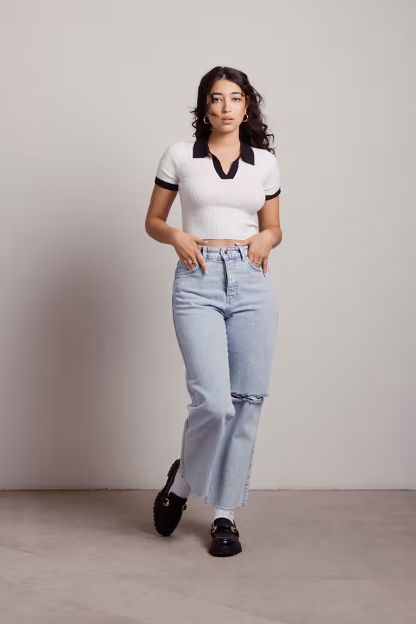 Calypso Crop Top - White & Black