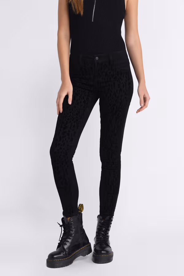 Kylie Flocked Pants - Black
