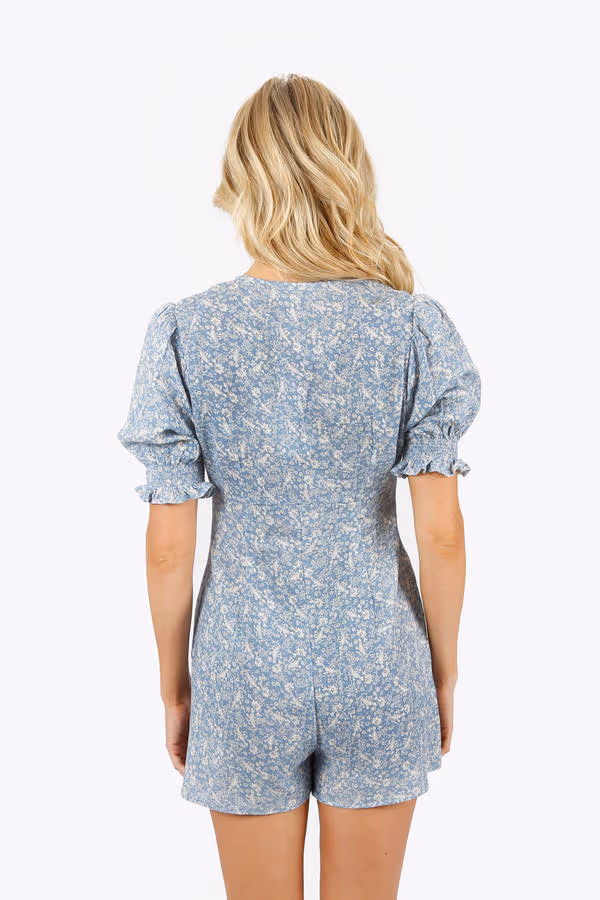 Zainab Floral Romper - Blue Paisley
