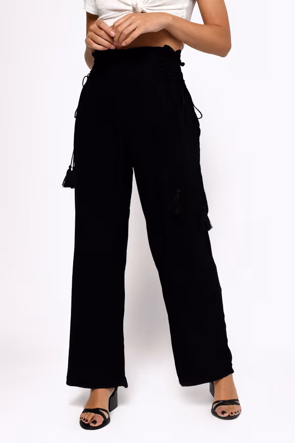 Body Party Wide Leg Pants - Black