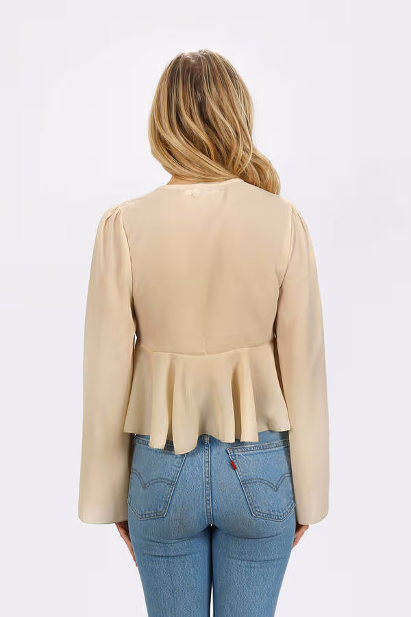 Aalizah Plunging Blouse - Beige