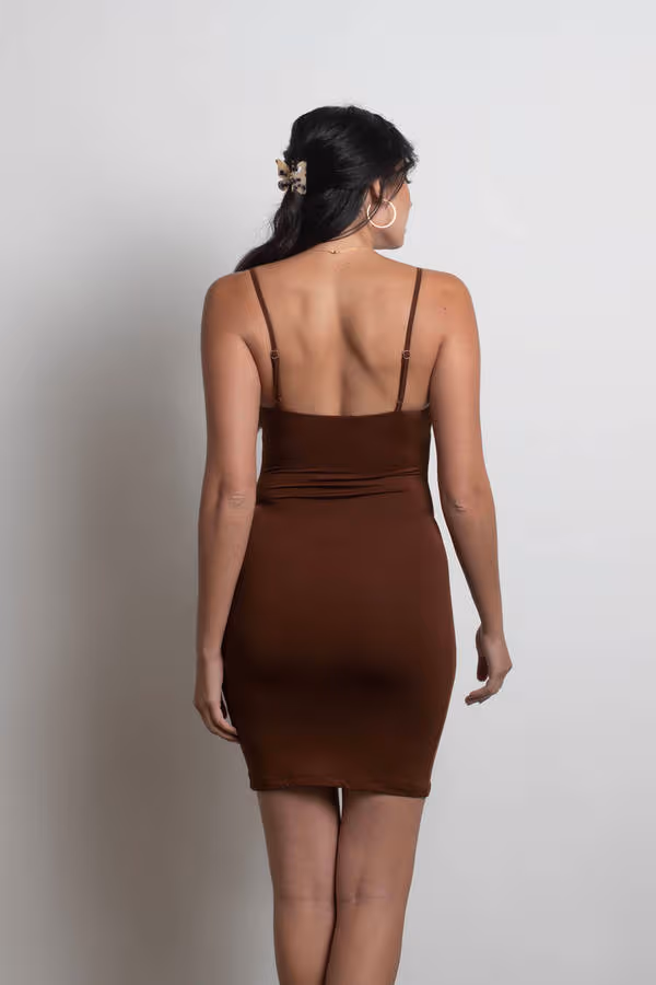 See Ya Later Cami Bodycon Mini Dress - Brown