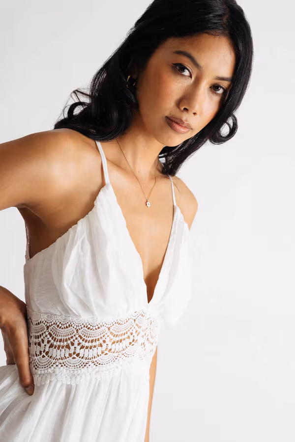 Thoughtful Time Lace Skater Mini Dress - Off White