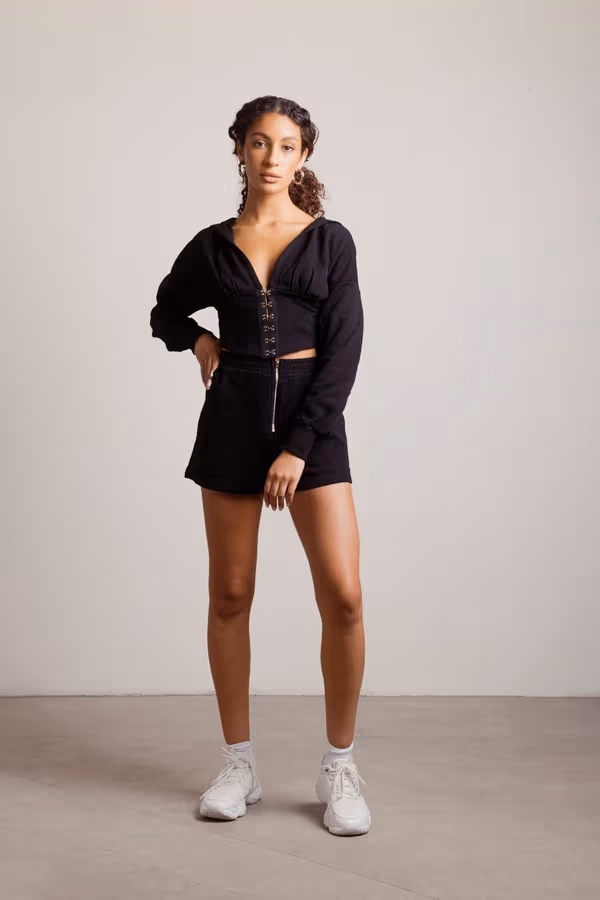 Through The Smoke Crop Top and Short Set - Black