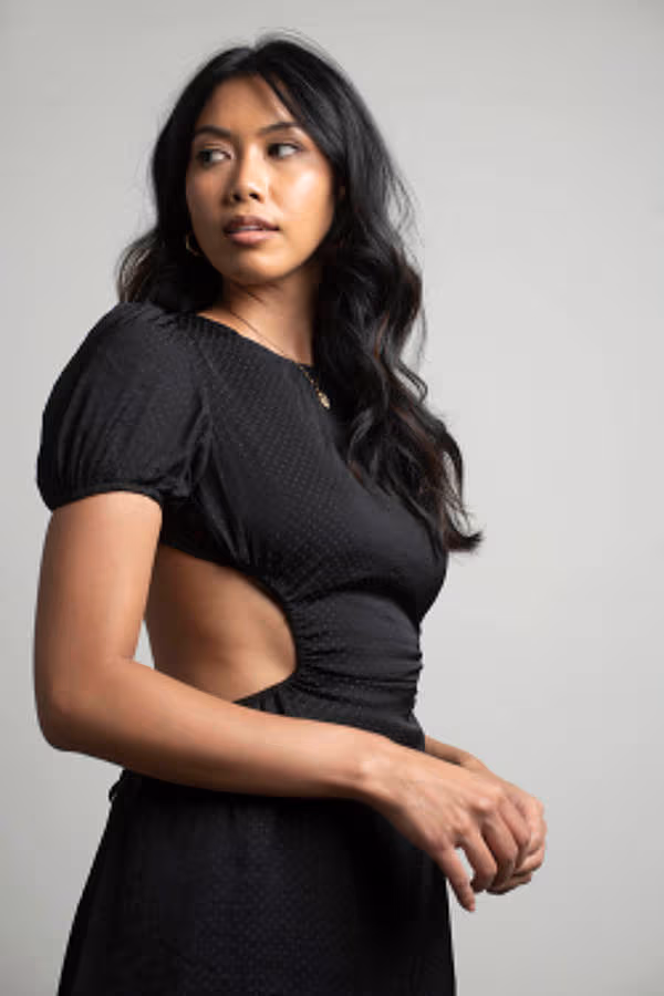 Make Up Your Mind Black Backless Mini Skater Dress