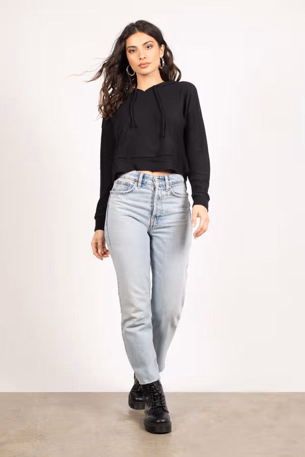 Hailey Cropped Hoodie - Black