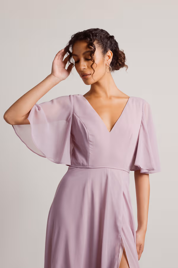 Come Closer To Me Butterfly Sleeve High Slit Maxi Dress - Sage